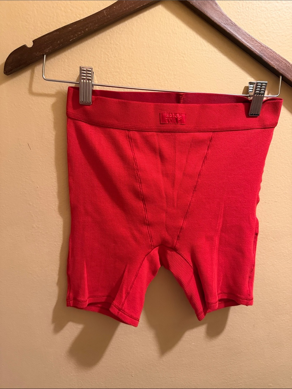 Kids Red Ribbed Comfort Shorts